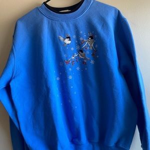 Embroidered Birds Crewneck